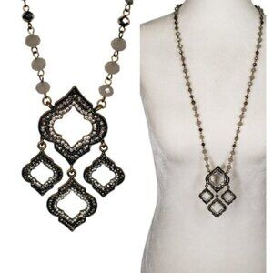 Mythologie Boho Statement Necklace Beaded Crystal Rhinestone Pendant Gol…
